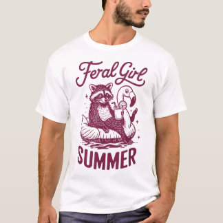 Feral Girl Summer Raccoon Vacay Trash Panda Summer T-Shirt