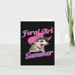 Feral Girl Summer Retro Possum Funny Meme  Card