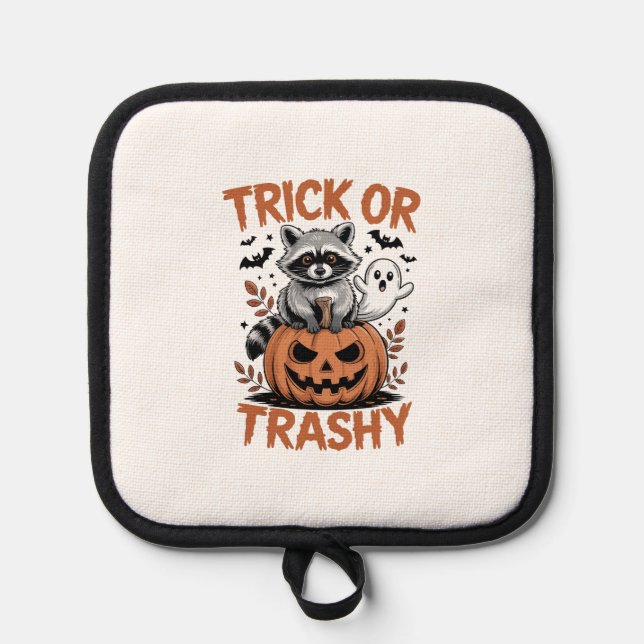 Feral Halloween Trick or Trashy Pot Holder (Front)