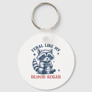 Feral Like My Blood Sugar Raccoon Td1 Diabetes Awa Keychain