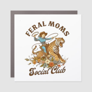 Feral Mom Social Club Funny Retro Boho Cowgirl  Car Magnet