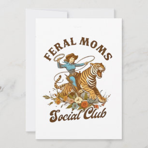 Feral Mom Social Club Funny Retro Boho Cowgirl  Invitation