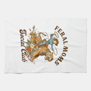 Feral Mom Social Club Funny Retro Boho Cowgirl Kitchen Towel