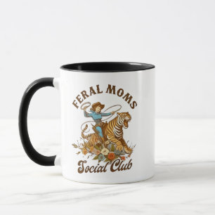 Feral Mom Social Club Funny Retro Boho Cowgirl Mug