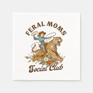 Feral Mom Social Club Funny Retro Boho Cowgirl  Napkins