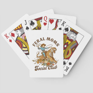 Feral Mom Social Club Funny Retro Boho Cowgirl Poker Cards