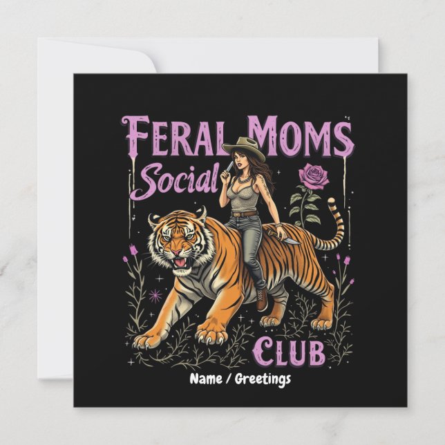 Feral Mom Social Club | Funny Trendy Graphic Gift  Invitation (Front)