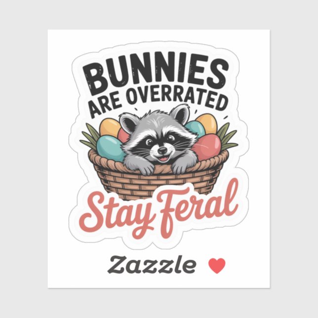 Feral Raccoon Easter PNG, Funny Retro Shirt Graphi Sticker (Sheet)