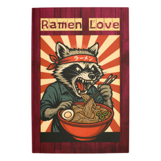 Feral Raccoon Eating Ramen Metal Print