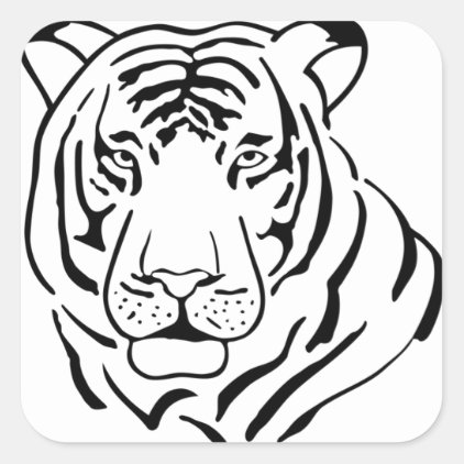 Feral Tiger Drawing Square Sticker