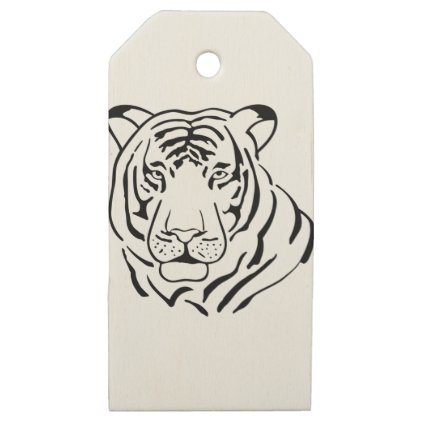 Feral Tiger Drawing Wooden Gift Tags