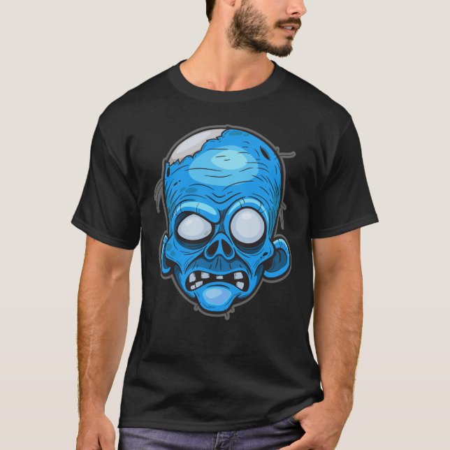 Feral Zombie Head Illustration T-Shirt (Front)