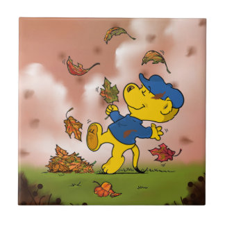 Ferald Amongst The Autumn Leaves Ceramic Tile