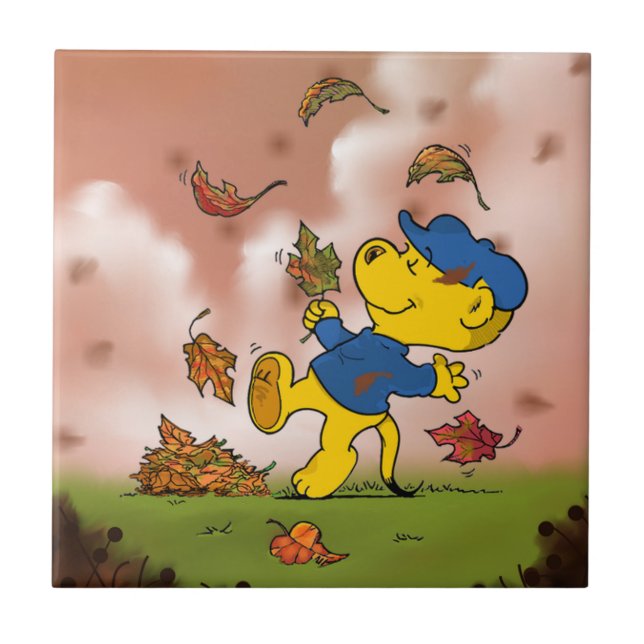 Ferald Amongst The Autumn Leaves Ceramic Tile (Front)