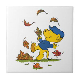 Ferald Amongst The Autumn Leaves Ceramic Tile