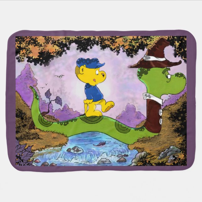 Ferald and Mr. Wiggly Swaddle Blanket (Horizontal)
