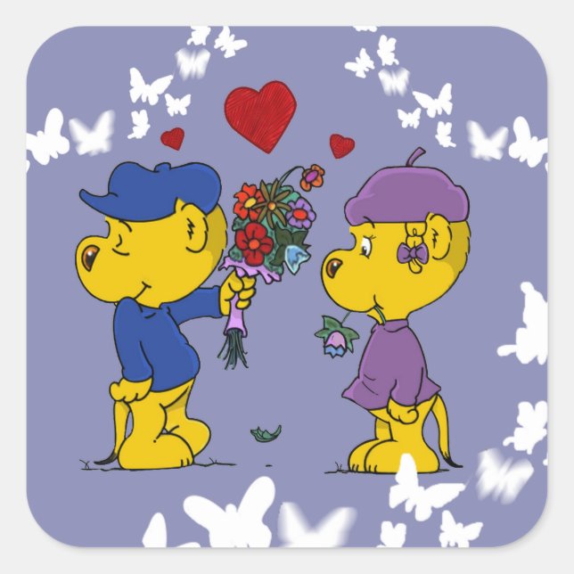 Ferald and Sahsha Ferret  Square Sticker (Front)