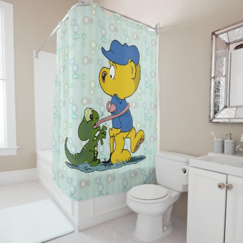 Ferald and the Baby Lizard Shower Curtain