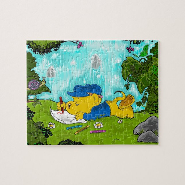 Ferald Drawing By The Waterfall Jigsaw Puzzle (Horizontal)