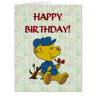 Ferald Eating Roses Birthday Card