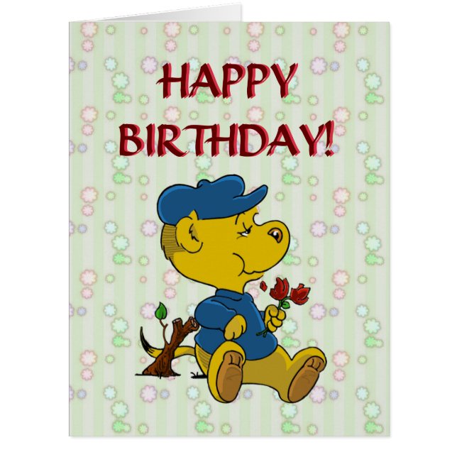 Ferald Eating Roses Birthday Card (Front)