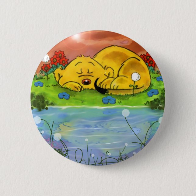Ferald Napping By The Sunflowers Button (Front)