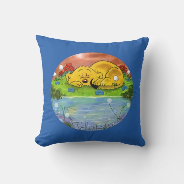 Ferald Napping By The Sunflowers Throw Pillow (Front)
