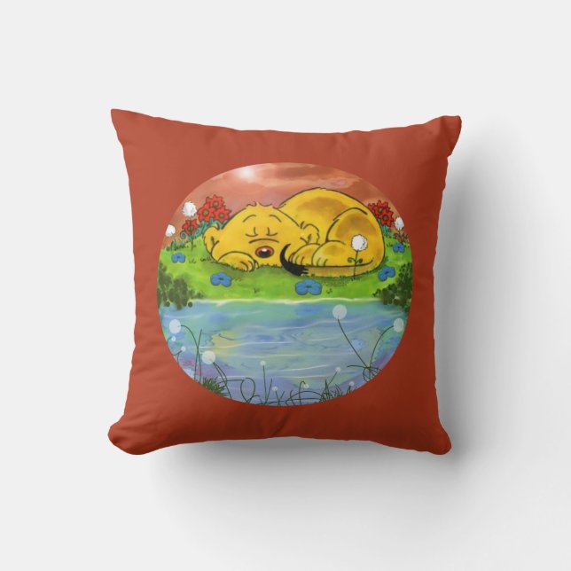 Ferald Napping By The Sunflowers Throw Pillow (Front)