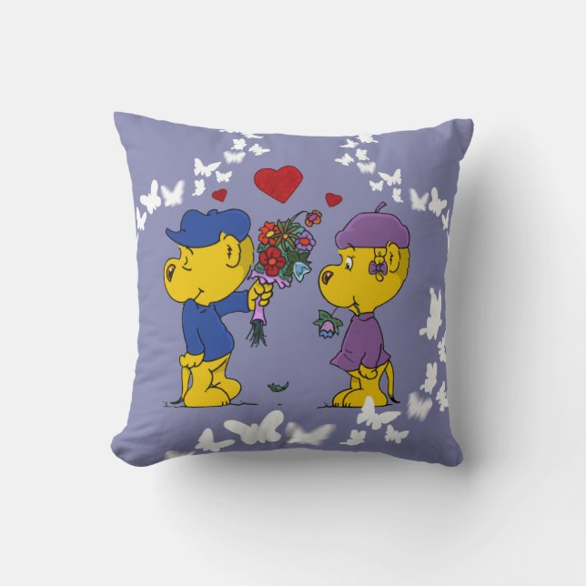 Ferald & Sahsha Ferret Throw Pillow (Front)