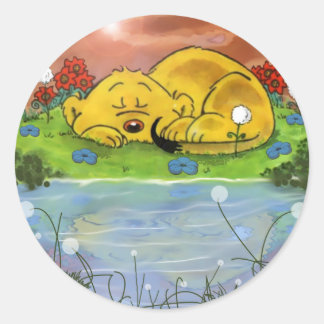 Ferald Sleeping By The Sunflowers Classic Round Sticker