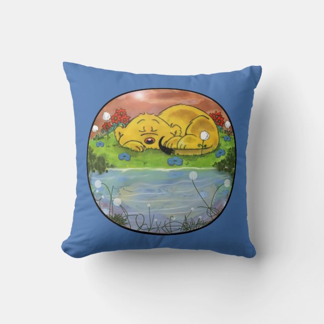 Ferald Sleeping By The Sunflowers Throw Pillow (Front)