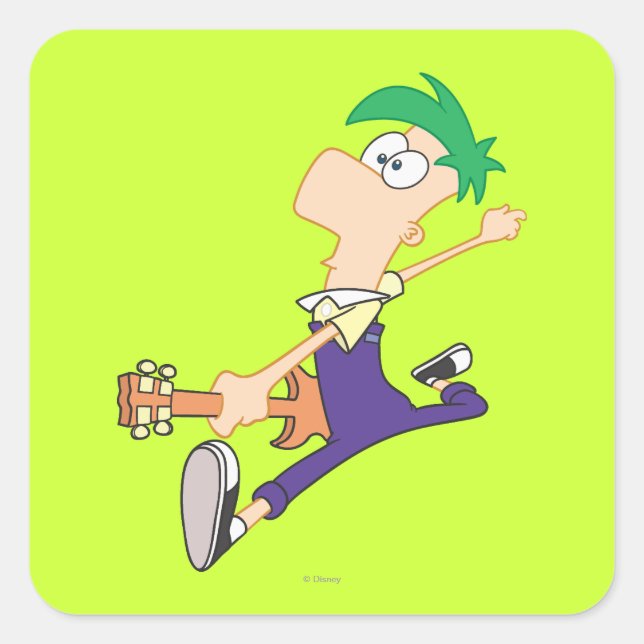 Ferb Rocking Out with Guitar Square Sticker (Front)