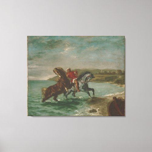 Ferdinand Delacroix Horses Coming Out of the Sea Canvas Print