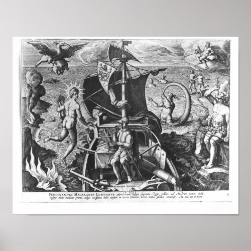Ferdinand Magellan  on board his caravel 1522 Poster