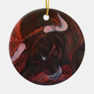 Ferdinand the bull ceramic ornament