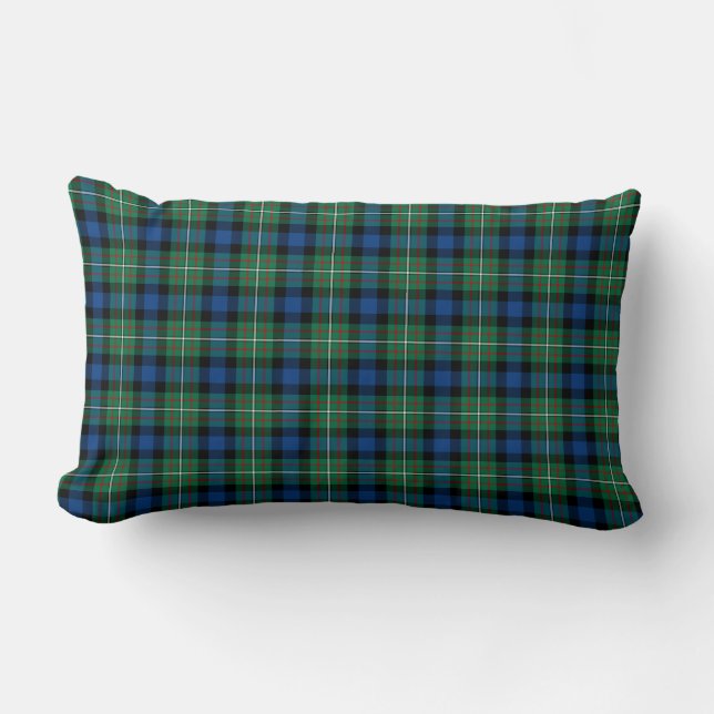 Ferguson Clan Bright Green and Blue Tartan Lumbar Pillow (Front)