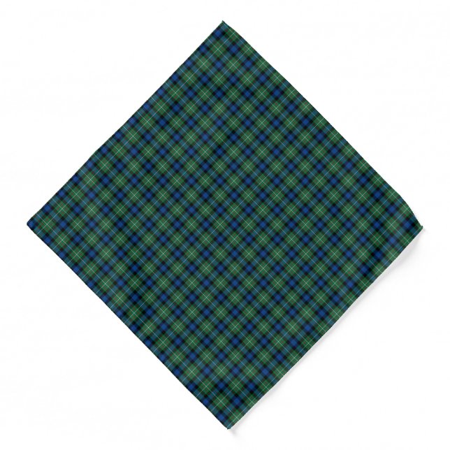 Ferguson Family Royal Blue and Green Tartan Bandana (Front)