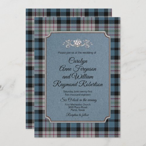 Ferguson Plaid Monogrammed Wedding Invitation
