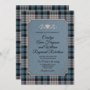 Ferguson Plaid Monogrammed Wedding Invitation