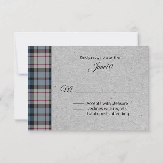 Ferguson Plaid Wedding RSVP Card (Front)