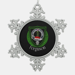 Ferguson Scottish Clan Crest Snowflake Pewter Christmas Ornament