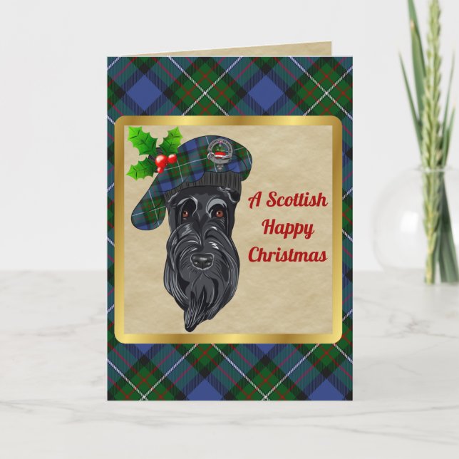 Fergusson Badge & Tartan Personalized Xmas Card (Front)