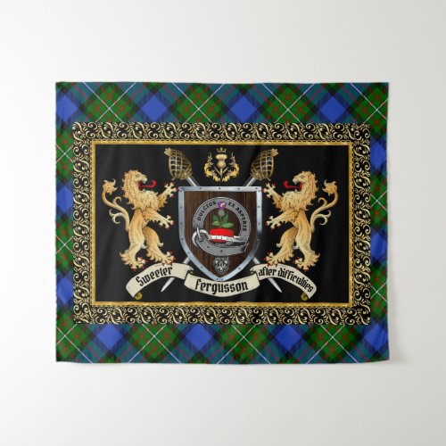 Fergusson Clan Badge  Motto wLions  Tapestry