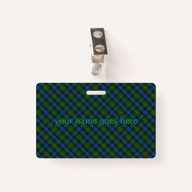 Fergusson Official Tartan Name Badge (Front with Clip)