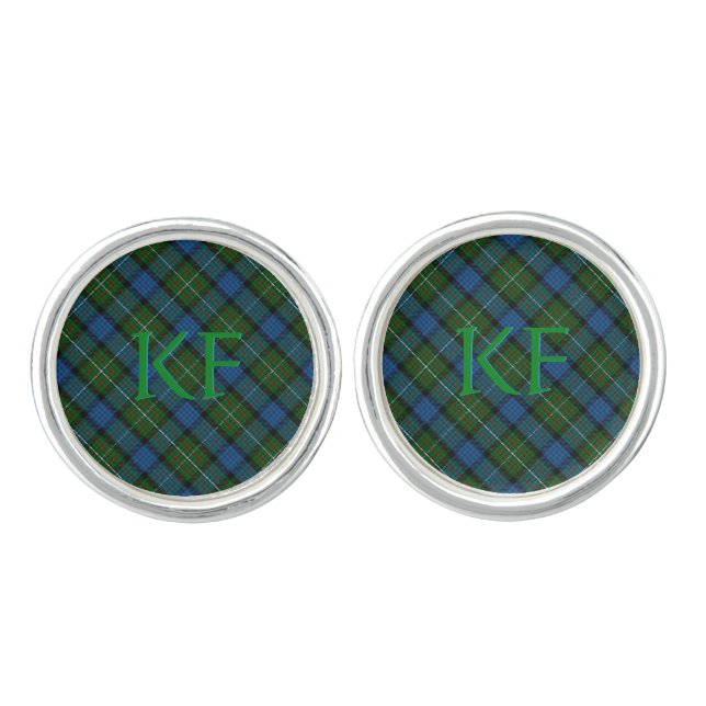 Fergusson Official Tartan with monogram / initials Cufflinks (Front)