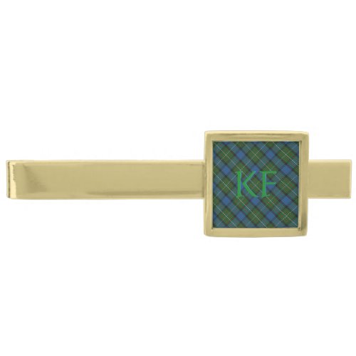 Fergusson Official Tartan with monogram / initials Gold Finish Tie Bar