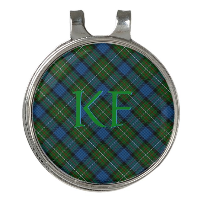 Fergusson Official Tartan with monogram / initials Golf Hat Clip (Front)
