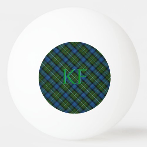 Fergusson Official Tartan with monogram / initials Ping Pong Ball