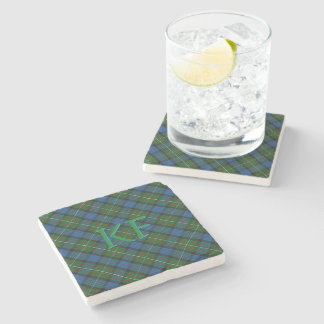 Fergusson Official Tartan with monogram / initials Stone Coaster