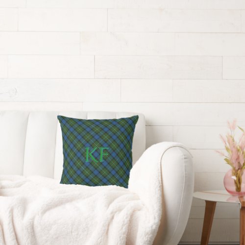 Fergusson Official Tartan with monogram / initials Throw Pillow